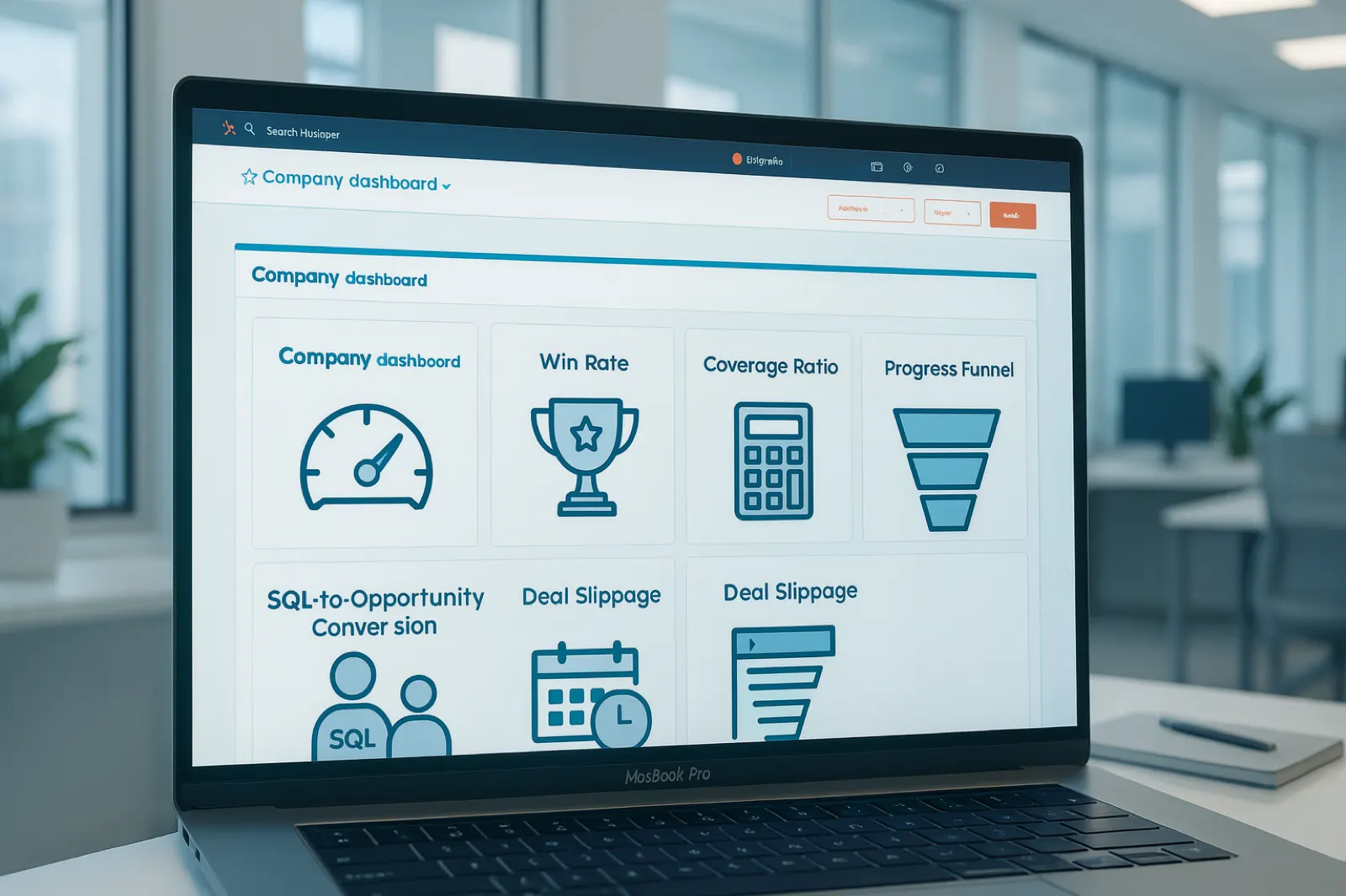 RevOps dashboard showing pipeline velocity, win rate, and conversion metrics